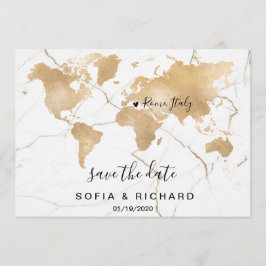 Wereldkaart trouwlocatie gouden verwijderbare hart kaart