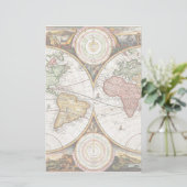  Wereldkaart Twee halfronden Zelden Antiek kunst Briefpapier (Staand voorkant)