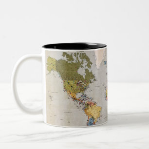 wereldkaart tweekleurige koffiemok