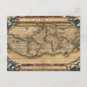  Wereldkaart van Abraham Ortelius 1564 Briefkaart (Voorkant)