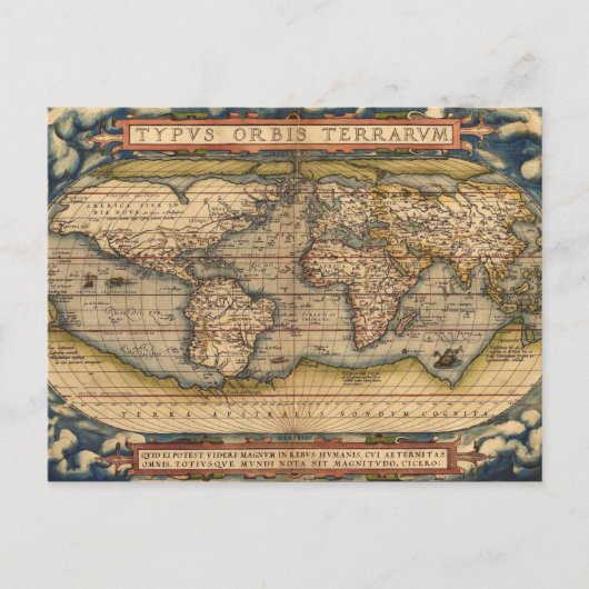 Wereldkaart van Abraham Ortelius 1564 Briefkaart (Voorkant)