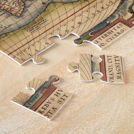 Wereldkaart van Abraham Ortelius 1564 Legpuzzel (Zijkant)
