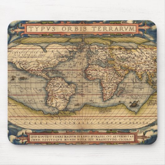  Wereldkaart van Abraham Ortelius 1564 Muismat (Voorkant)