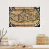  Wereldkaart van Abraham Ortelius 1564 Poster (Keuken)