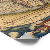  Wereldkaart van Abraham Ortelius 1564 Poster (Hoek)