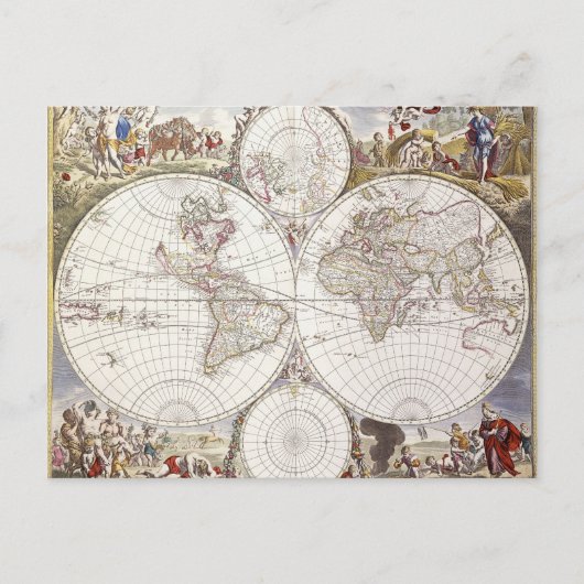 Wereldkaart van Atlas Maior Briefkaart (Voorkant)