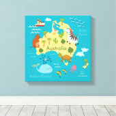 Wereldkaart van Australië voor kinderen Canvas Afdruk (Insitu (Houten vloer))