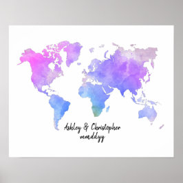 Wereldkaart van brute Waterverf weddenschappen Poster