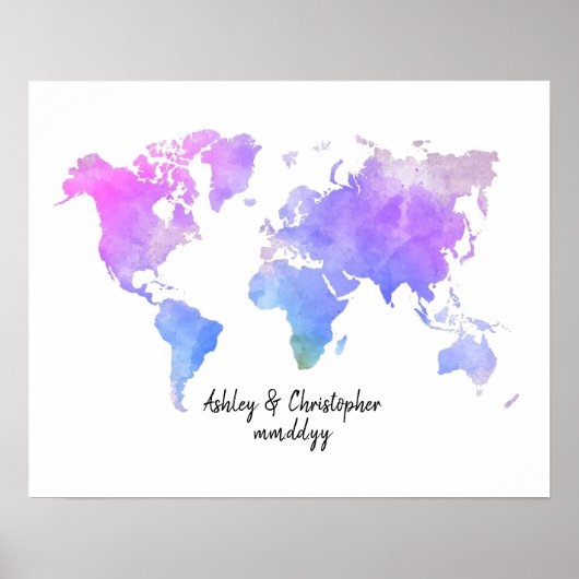 Wereldkaart van brute Waterverf weddenschappen Poster (Voorkant)