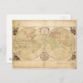 Wereldkaart van Carington Bowles (1791) Briefkaart (Voorkant / Achterkant)