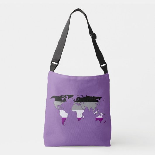 Wereldkaart van de asexualiteit-pride crossbody tas (Voorkant)