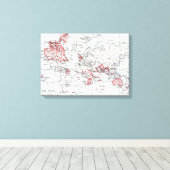 Wereldkaart van de British Possessions in 1904 Canvas Afdruk (Insitu (Houten vloer))