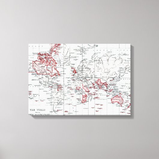 Wereldkaart van de British Possessions in 1904 Canvas Afdruk (Voorkant)