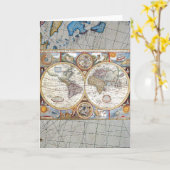 wereldkaart van de Hemisfeer van de 17de Eeuw de Kaart (Gele Bloem)