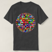 Wereldkaart van de internationale vlaggen t-shirt (Design voorkant)