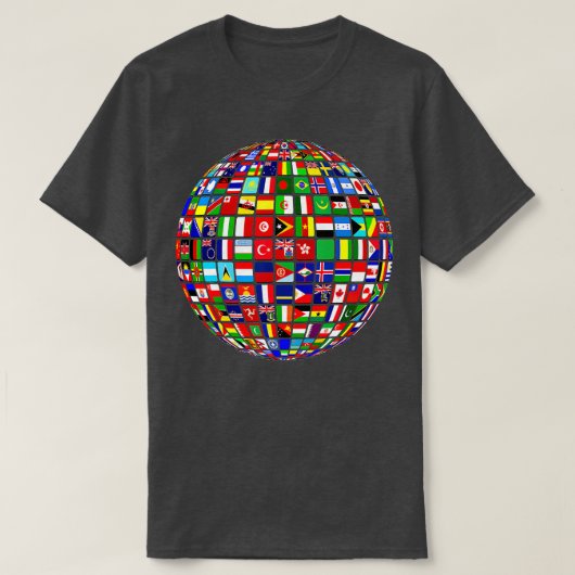 Wereldkaart van de internationale vlaggen t-shirt (Design voorkant)