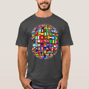 Wereldkaart van de internationale vlaggen t-shirt