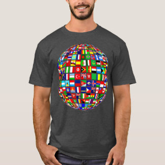 Wereldkaart van de internationale vlaggen t-shirt