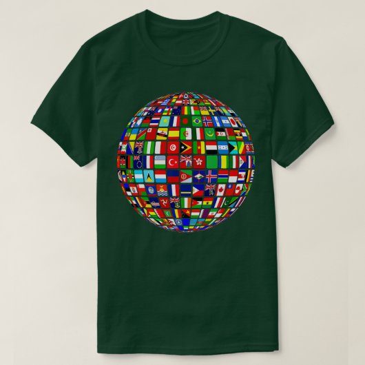 Wereldkaart van de internationale vlaggen t-shirt (Design voorkant)