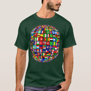 Wereldkaart van de internationale vlaggen t-shirt