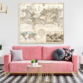 Wereldkaart van de luchtstroom canvas afdruk (Insitu (Woonkamer))