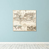 Wereldkaart van de luchtstroom canvas afdruk (Insitu (Houten vloer))