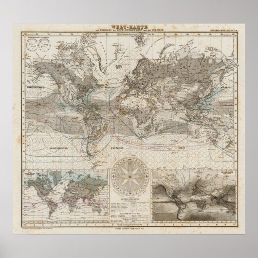 Wereldkaart van de luchtstroom poster (Voorkant)