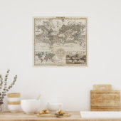 Wereldkaart van de luchtstroom poster (Keuken)