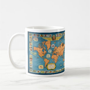 Wereldkaart van de luchtvaart koffiemok