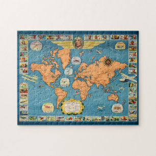 Wereldkaart van de luchtvaart legpuzzel
