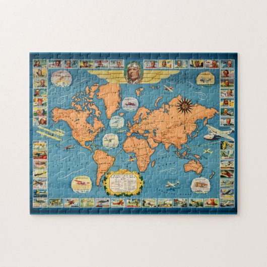 Wereldkaart van de luchtvaart legpuzzel (Horizontaal)
