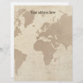 Wereldkaart van de perkament briefhoofd (Voorkant / Achterkant)