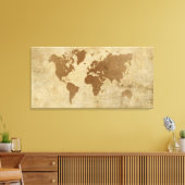 Wereldkaart van de  perkament canvas afdruk (Insitu (Woonkamer))