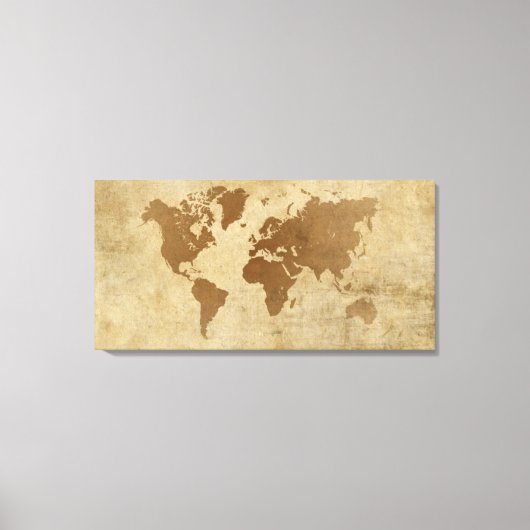 Wereldkaart van de  perkament canvas afdruk (Voorkant)