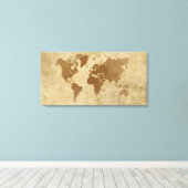 Wereldkaart van de  perkament canvas afdruk (Insitu (Houten vloer))