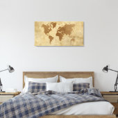 Wereldkaart van de  perkament canvas afdruk (Insitu (Slaapkamer))