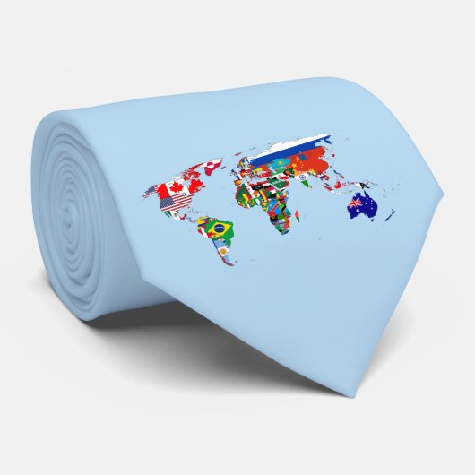 Wereldkaart van de Stropdas van vlaggen (Opgerold)