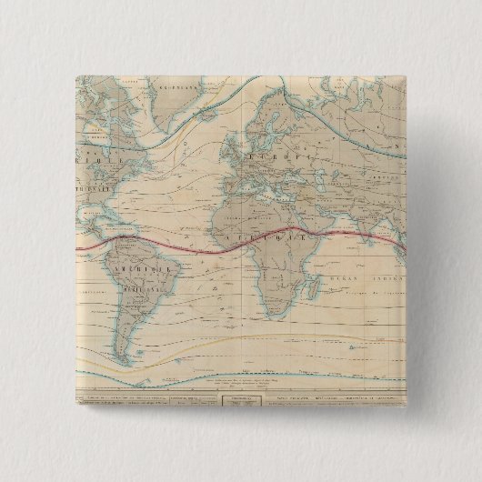 wereldkaart van de vegetatie vierkante button 5,1 cm (Voorkant)