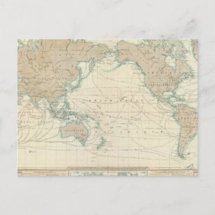 Wereldkaart van de verzendkanalen briefkaart