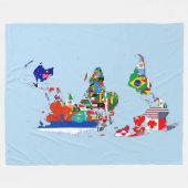 Wereldkaart van de Vlaggen Vloot Fleece Deken (Voorkant (Horizontaal))