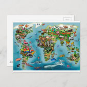 Wereldkaart van dieren briefkaart (Voorkant / Achterkant)
