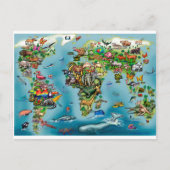 Wereldkaart van dieren briefkaart (Voorkant)