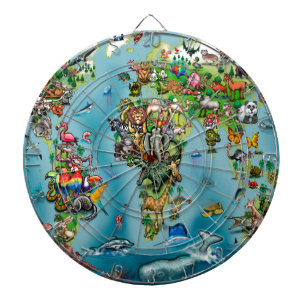 Wereldkaart van dieren dartbord