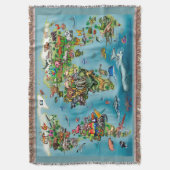 Wereldkaart van dieren deken (Voorkant Verticaal)