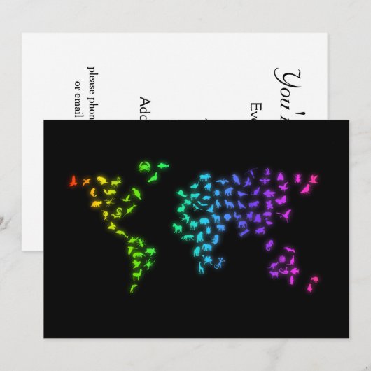 Wereldkaart van dieren kaart (Voorkant / Achterkant)