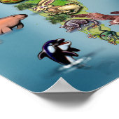 Wereldkaart van dieren poster (Hoek)