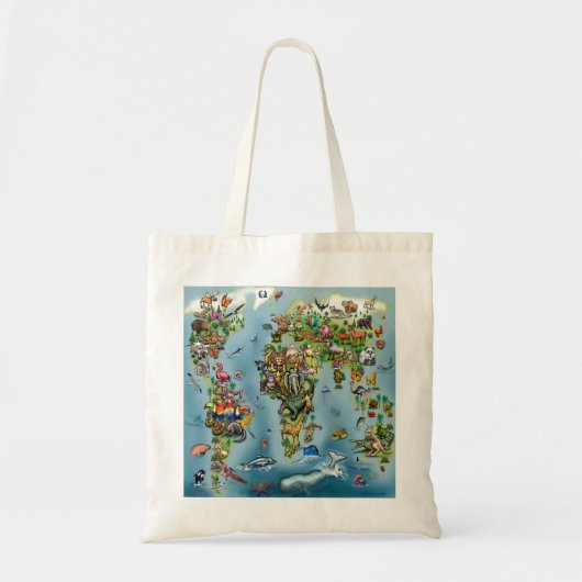 Wereldkaart van dieren tote bag (Voorkant)