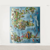 Wereldkaart van dieren wandkleed (Voorkant)