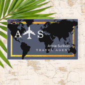 Wereldkaart van een internationaal reisbureau voor visitekaartje