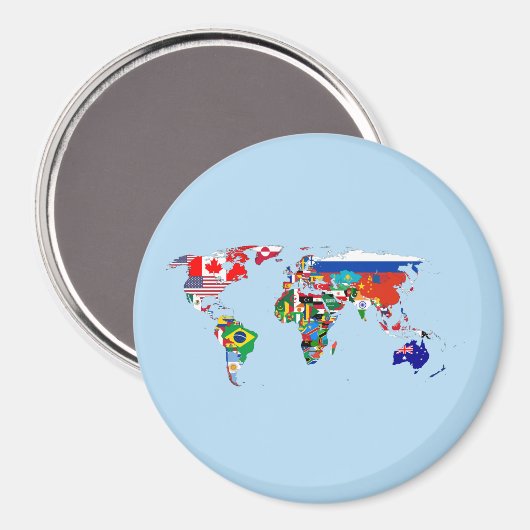 Wereldkaart van Flags Magnet (Voorkant / Achterkant)